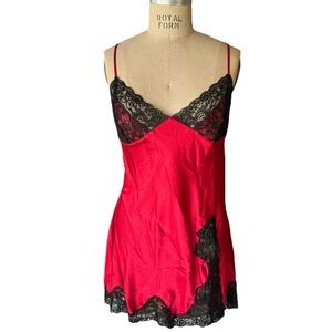 Vintage Frederick’s of Hollywood Red and Black Lace Slip